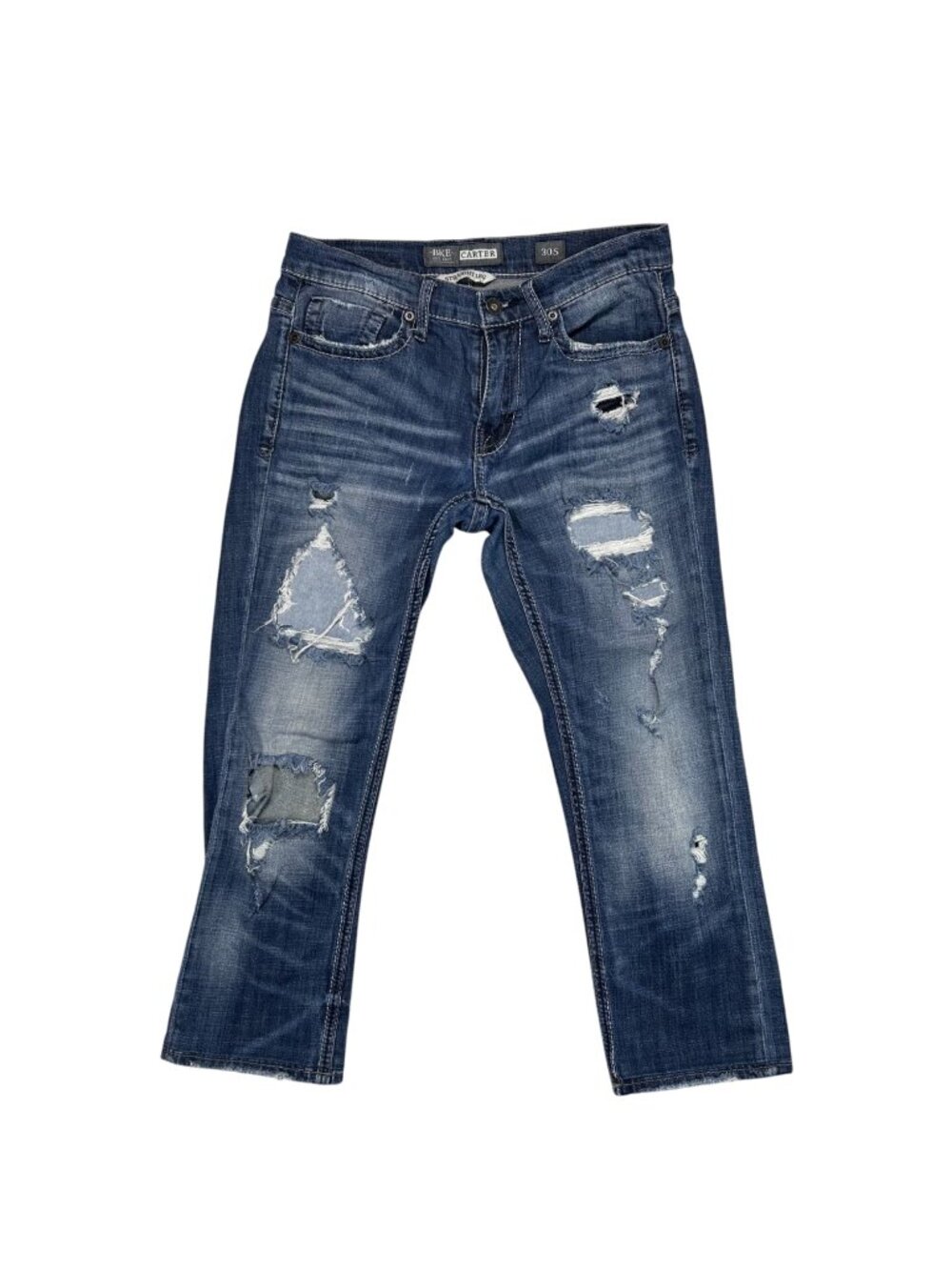 BKE Carter Straight Leg 30S CROP Jean Distressed Denim Streetwear